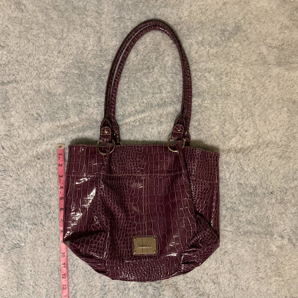 TREVISO Purple Crocodile Print Med Bag